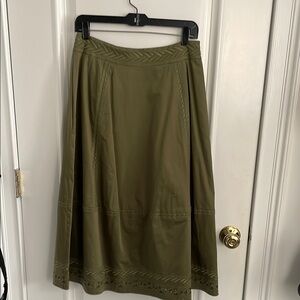 Elie Tahari Green Midi A-Line Skirt Casual